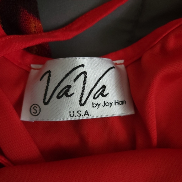 VaVa by Joy Han | Cute Red Sleeveless Chevron Tiered Flouncy Ruffle Dress - Picture 4 of 13